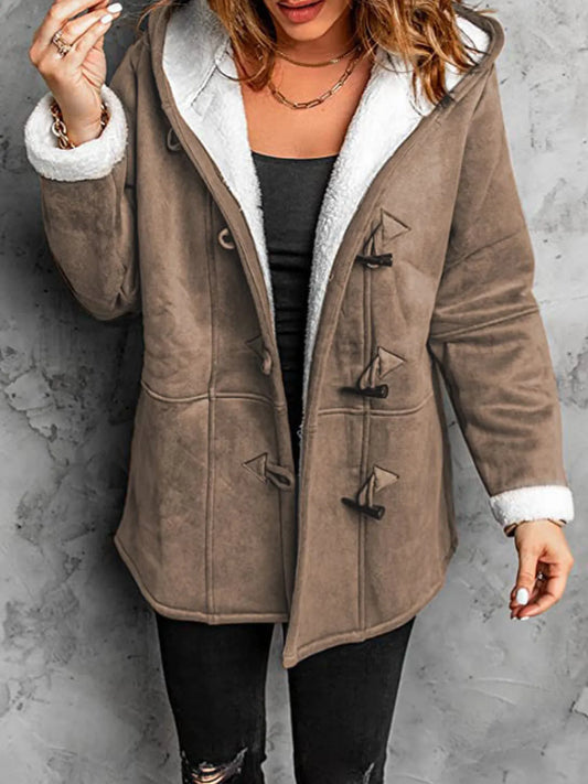 Full Size Cozy Sherpa Lined Toggle Coat with Hood Plus Size - Tigbul's Variety Fashion Shop
