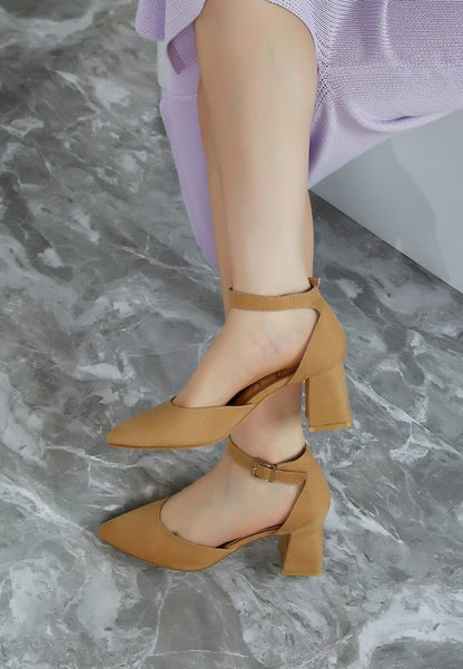 Rozita Microfiber Block Heel Sandals - Tigbul's Variety Fashion Shop