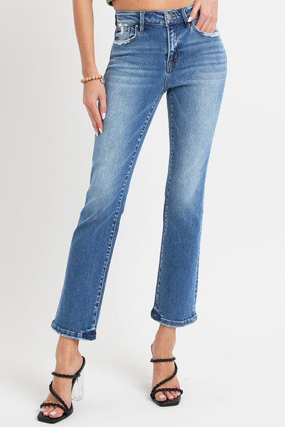 RISEN Full Size Mid Rise Ankle Straight Jeans with Pockets - Tigbul's Variety Fashion Shop