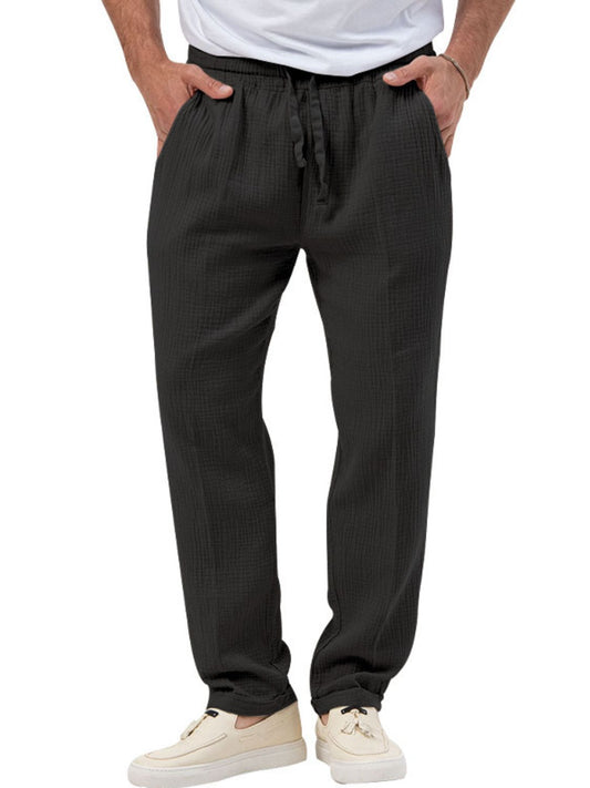 Men's Plus Size Drawstring Texture Pants - Tigbul's Variety Fashion Shop