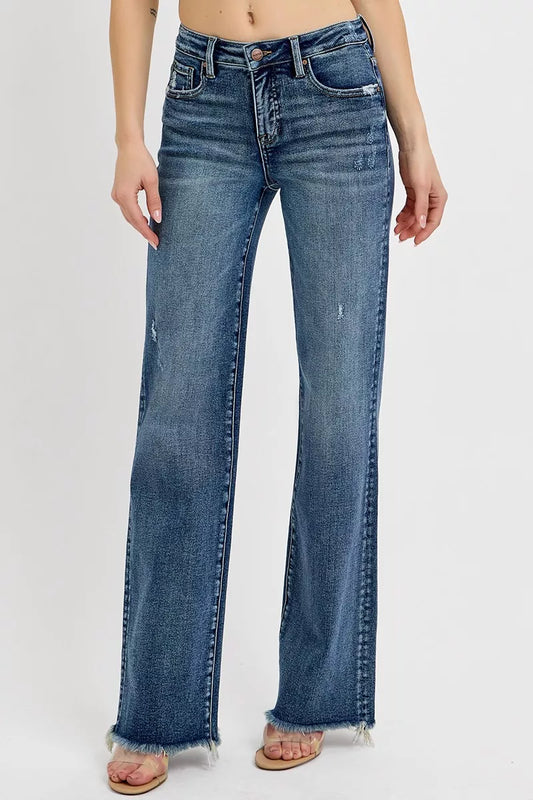 RISEN Full Size Tummy Control High Rise Long Straight Jeans Plus Size - Tigbul's Variety Fashion Shop