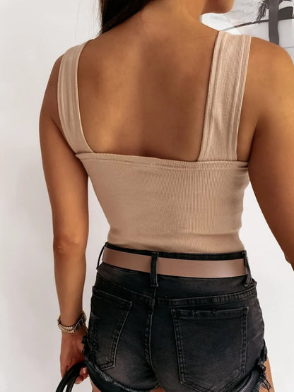Square Neck Wide Strap Tank - Tigbul's Variety Fashion Shop