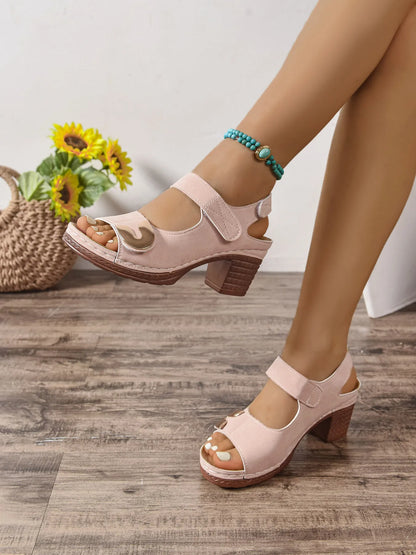 Open Toe Block Heel Sandals - Tigbul's Variety Fashion Shop