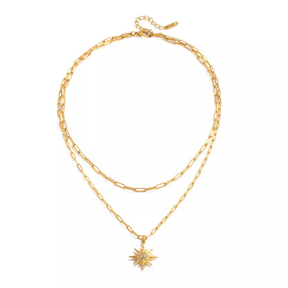 18K Gold-Plated Double Layered Pendant Necklace - Tigbuls