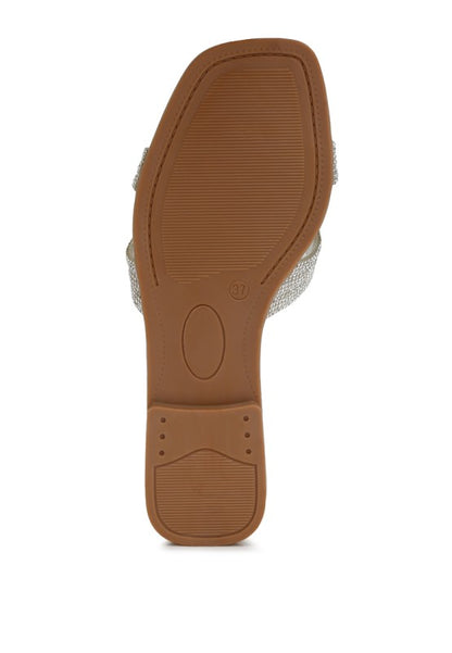 Minople Rhinestones Embellished Flat Sandals - Tigbul's Variety Fashion Shop