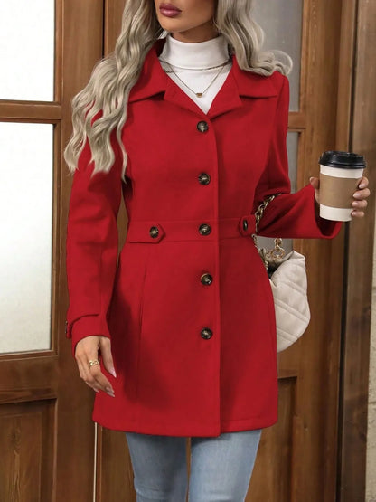 Button Up Long Sleeve Coat - Tigbul's Variety Fashion Shop