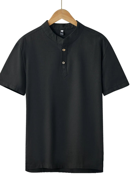 Men's Plus Size Button Detail Short Sleeve Blouse - Tigbul's Variety Fashion Shop