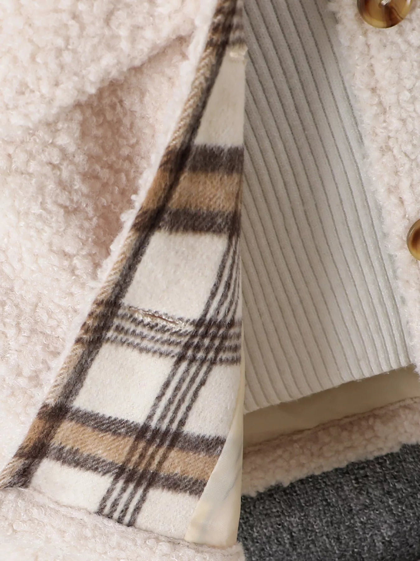 Children's Cozy Plaid Sleeve Fleece Jacket - Tigbuls