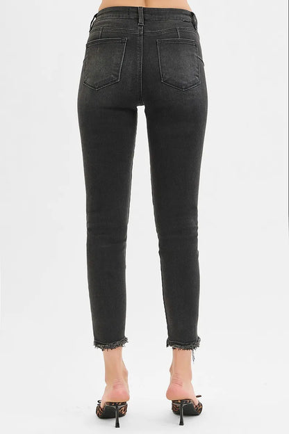RISEN Full Size Tummy Control Mid Rise Crop Skinny Jeans Plus Size - Tigbul's Variety Fashion Shop