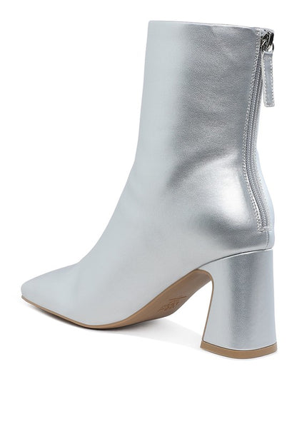 Simba Square Toe Metallic Ankle Boots - Tigbul's Variety Fashion Shop