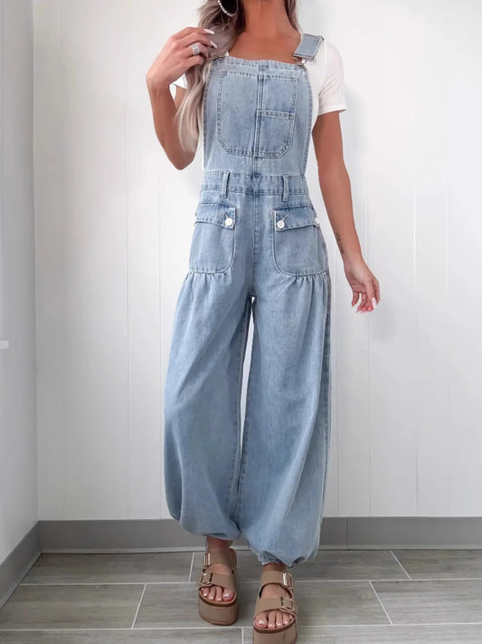 Wide Leg Denim Overalls - Tigbul's Variety Fashion Shop