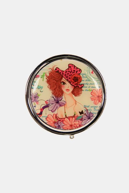 Nicole Lee USA Print Metallic Circular Small Pill Case - Tigbul's Variety Fashion Shop