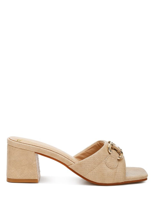 Bellamy Horsebit Detail Snake Print Sandals - Tigbul's Variety Fashion Shop