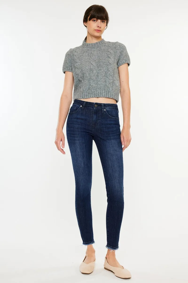 Kancan High-Rise Slim Fit Raw Hem Ankle Jeans - Tigbul's Variety Fashion Shop