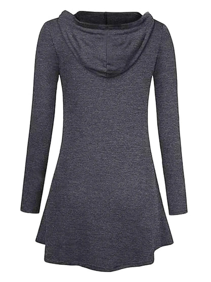 Longline Hooded Zip-Up Cardigan Coat with Flared Hem - Tigbul's Variety Fashion Shop