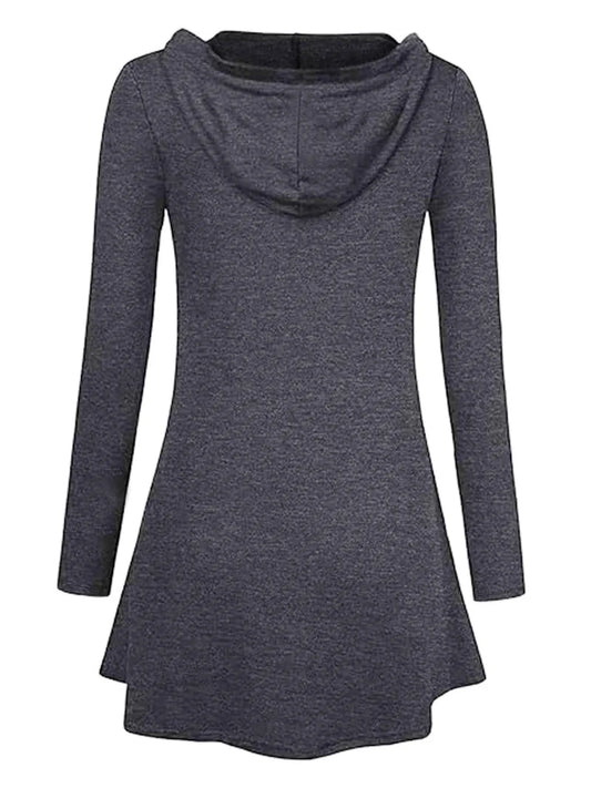 Longline Hooded Zip-Up Cardigan Coat with Flared Hem - Tigbul's Variety Fashion Shop