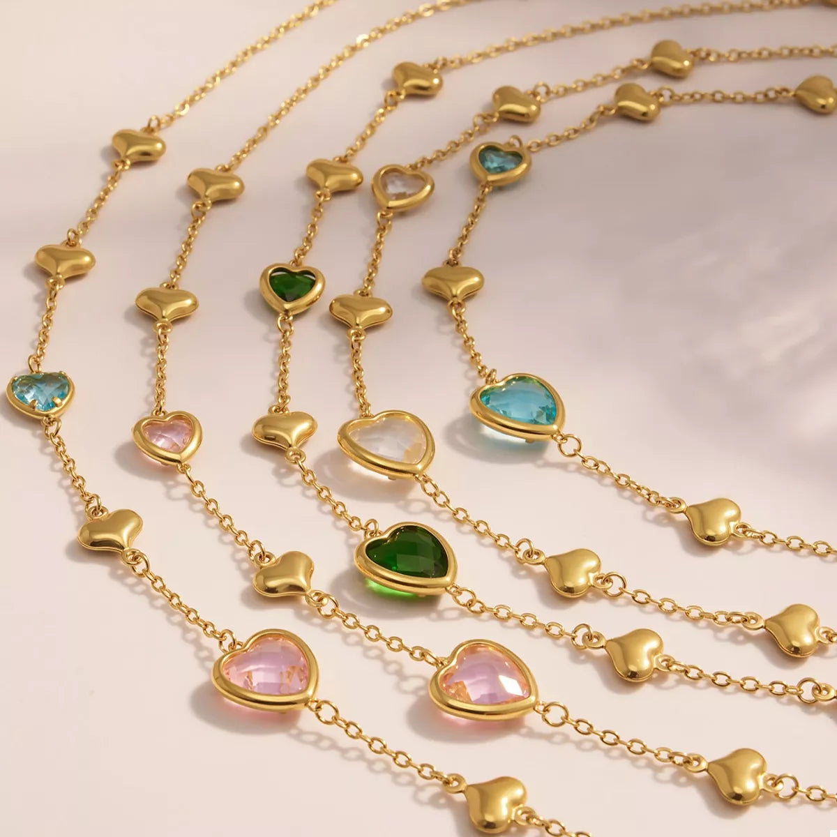 18K Gold-Plated Heart Necklace with Glass Stone - Tigbul's Variety Fashion Shop