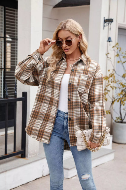 Casual Plaid Long Sleeve Shirt - Tigbul's Variety Fashion Shop