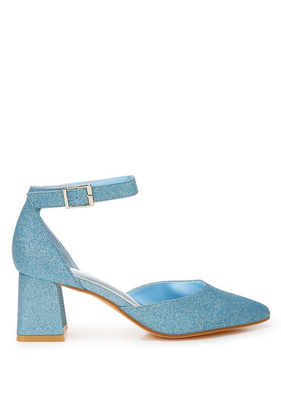 Taznia Glitter Block Heel Sandals - Tigbul's Variety Fashion Shop