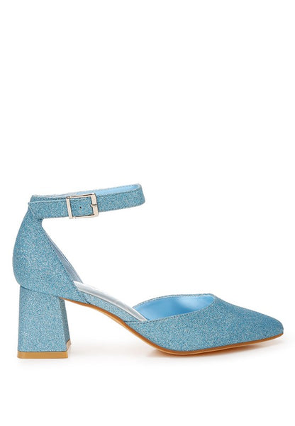 Taznia Glitter Block Heel Sandals - Tigbul's Variety Fashion Shop
