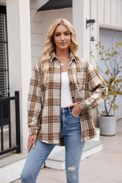 Casual Plaid Long Sleeve Shirt - Tigbul's Variety Fashion Shop