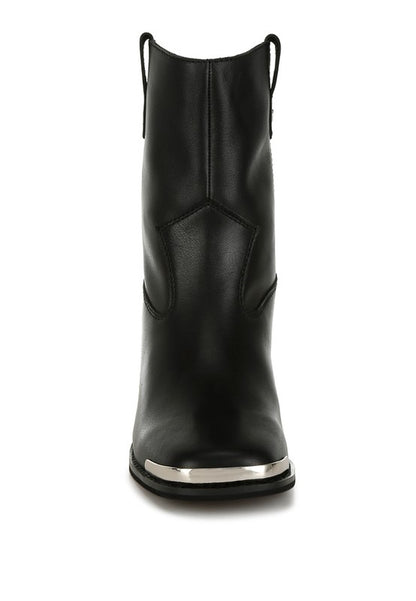 Iliad Genuine Leather Metallic Accent Ankle Boots - Tigbul's Variety Fashion Shop