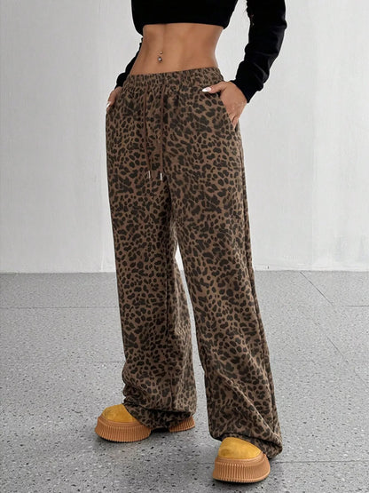 Full Size Leopard Print Wide Leg Pants Plus Size - Tigbul's Variety Fashion Shop