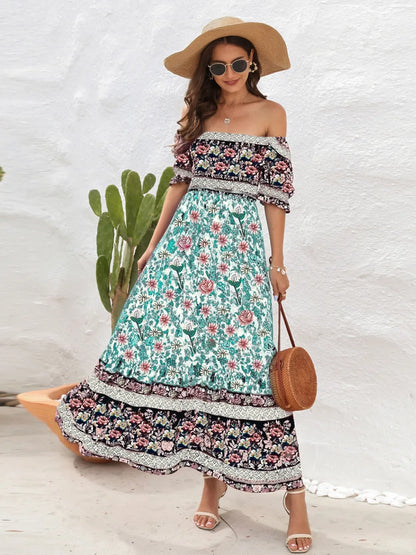 Floral Flounce Sleeve Midi Dress - Tigbul's Variety Fashion Shop