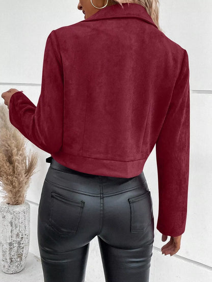 Suede Moto Jacket with Zip Detail - Tigbul's Variety Fashion Shop