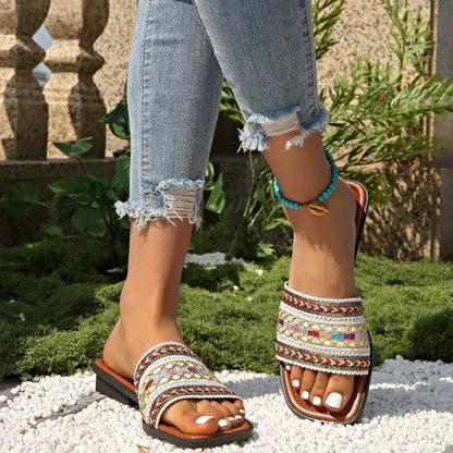 Open Toe Flat Sandals - Tigbul's Variety Fashion Shop
