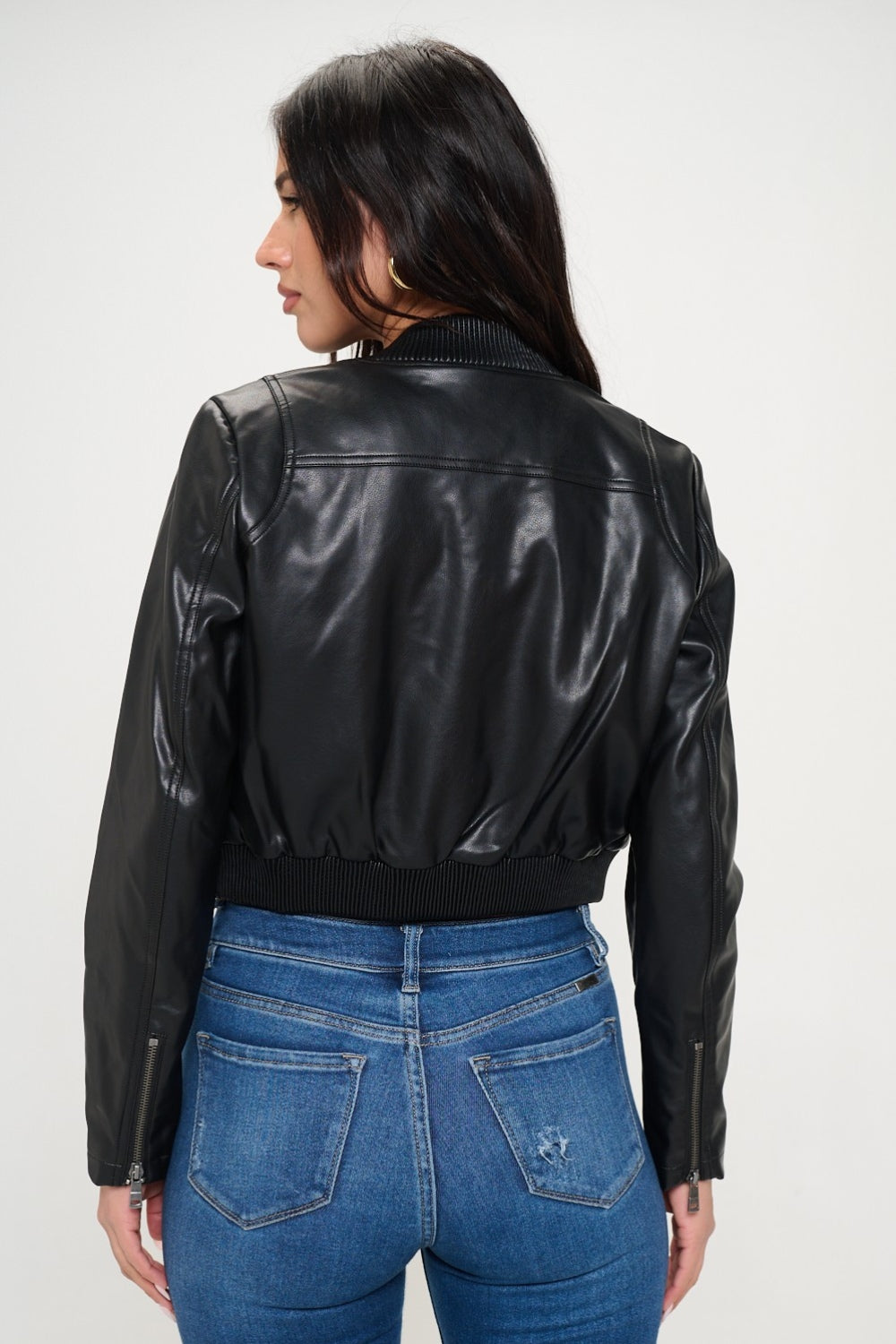 Coalition LA Zip Up Cropped Bomber Jacket - Tigbul's Variety Fashion Shop