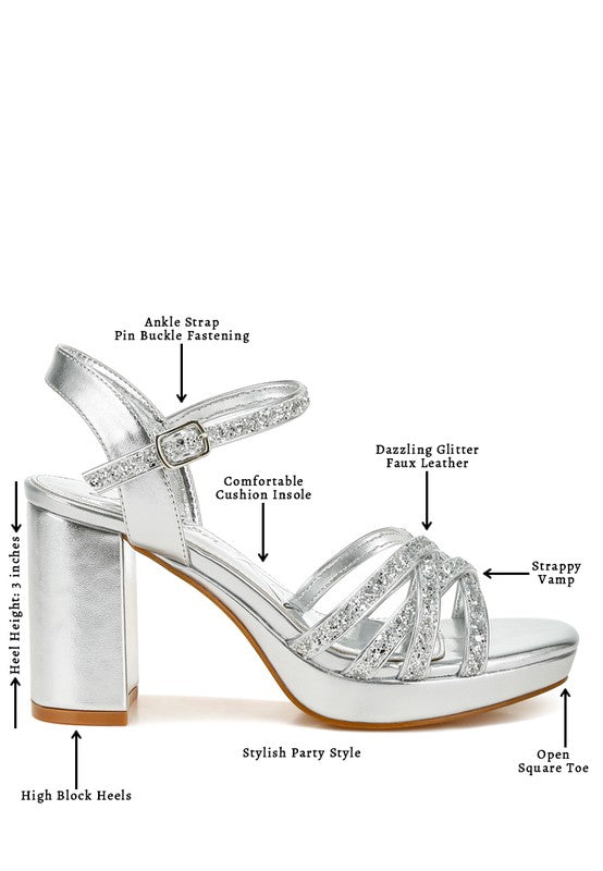 Sparks Fly Glitter Strappy Block Sandals - Tigbul's Variety Fashion Shop