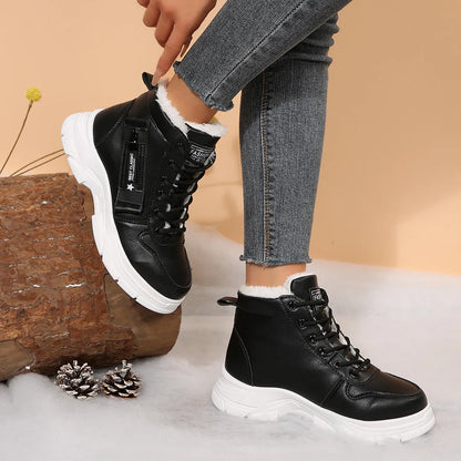 Premium Lace-Up Combat Boots with Fleece Line - Tigbul's Variety Fashion Shop