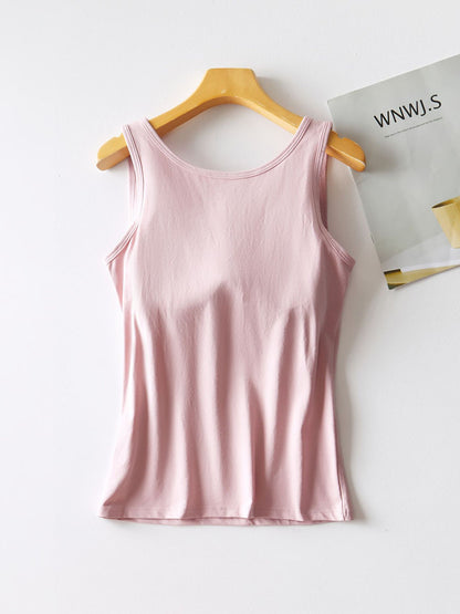 Round Neck Tank with Bra - Tigbul's Variety Fashion Shop