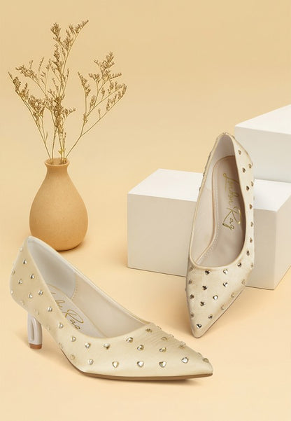 Madhara Heart-Shaped Rhinestones Pumps - Tigbul's Variety Fashion Shop