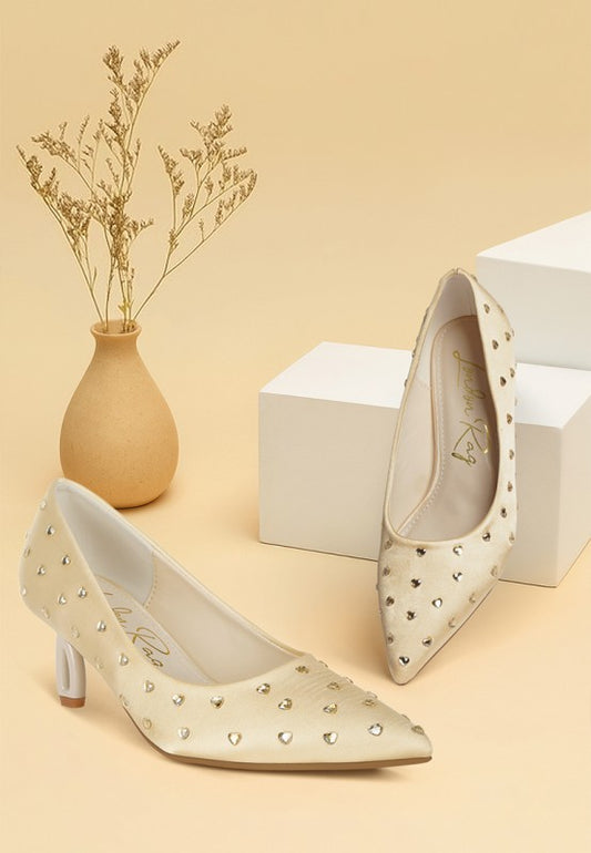 Madhara Heart-Shaped Rhinestones Pumps - Tigbul's Variety Fashion Shop