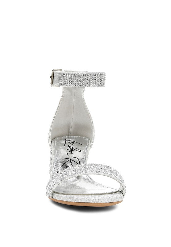 Twerky Rhinestones Embellished Block Sandals - Tigbul's Variety Fashion Shop