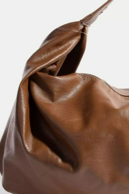 Fame Simple Faux Leather Hobo Shoulder Bag - Tigbul's Variety Fashion Shop