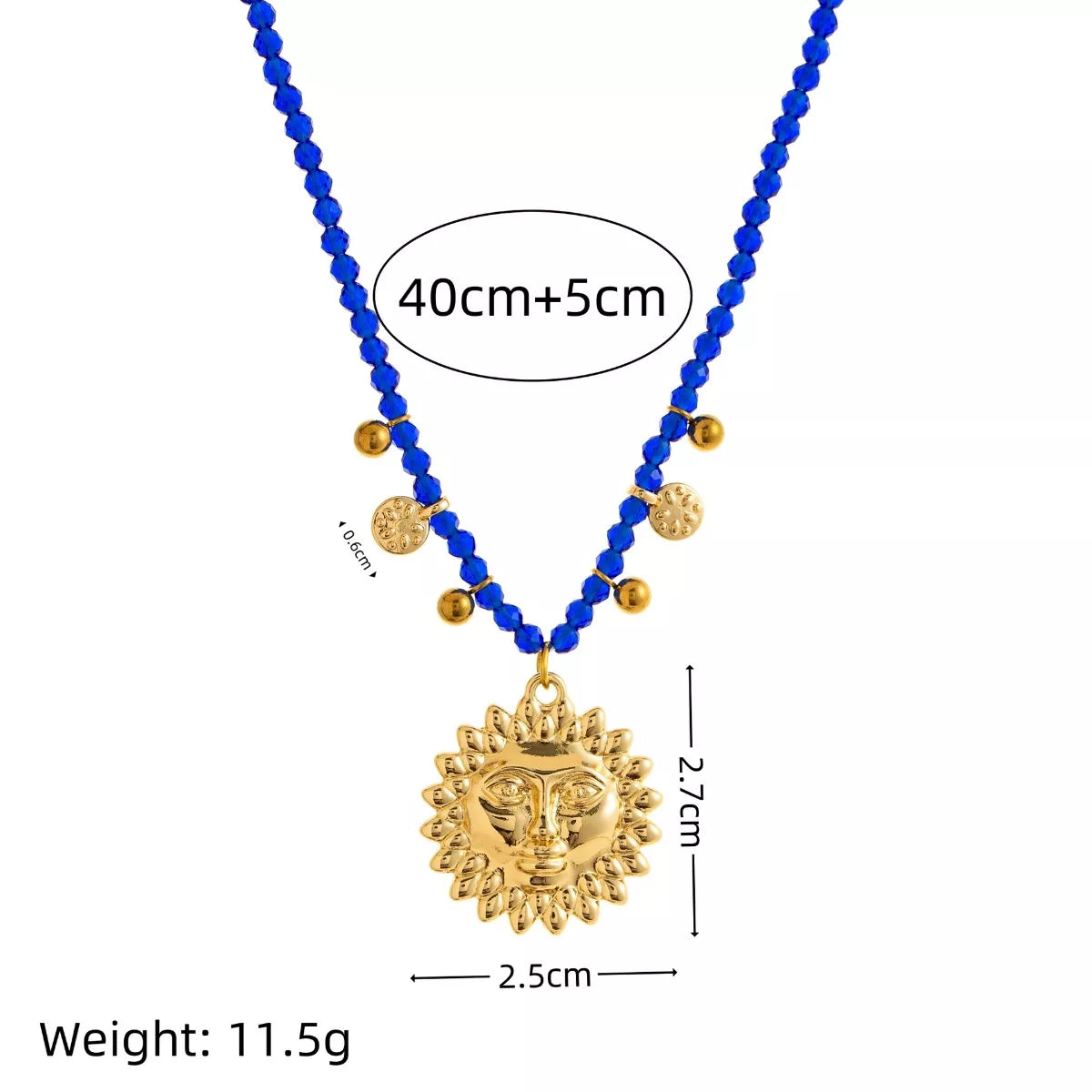 14K Gold-Plated Bead Sun Pendant Necklace - Tigbul's Variety Fashion Shop