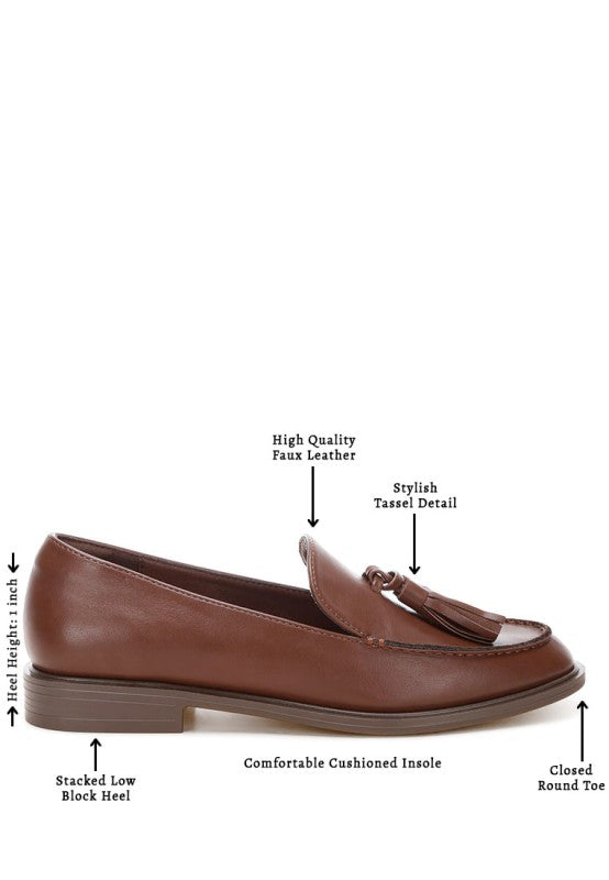 Atilia tassel-detail loafers, braunes Leder mit Quasten und gepolsterter Innensohle