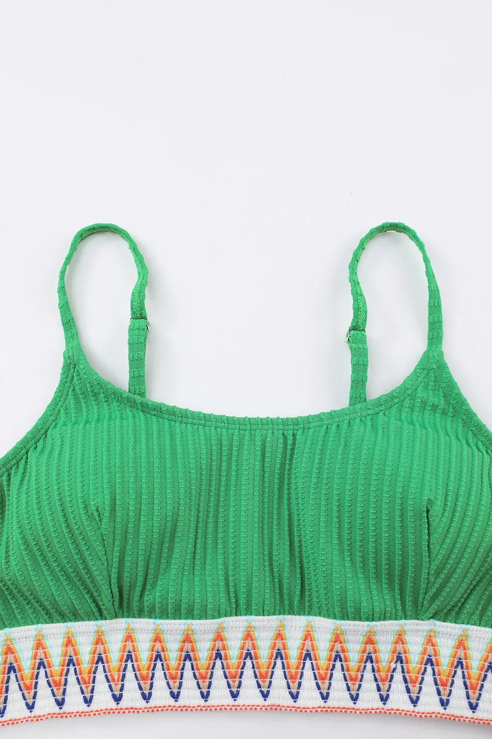 Textured Contrast Banding Bikini High Waist 2pcs Swimsuit - Tigbul's Variety Fashion Shop