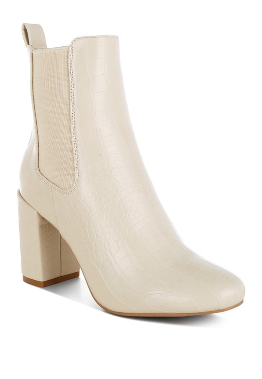 Babbel Faux Leather Block Heel Ankle Boots - Tigbul's Variety Fashion Shop