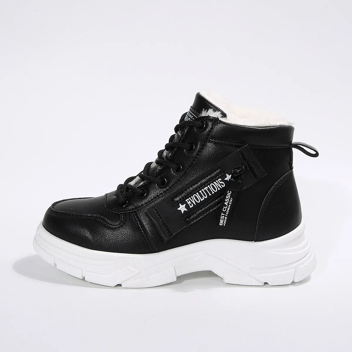 Premium Lace-Up Combat Boots with Fleece Line - Tigbul's Variety Fashion Shop
