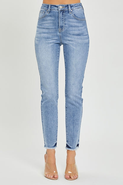 RISEN Full Size High Rise Frayed Hem Skinny Jeans - Tigbuls Variety Fashion