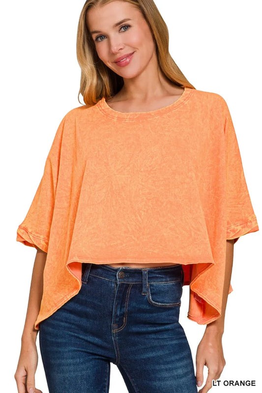 Zenana Premium Cotton Crinkle Wash Oversized T-Shirt - Tigbul's Variety Fashion Shop