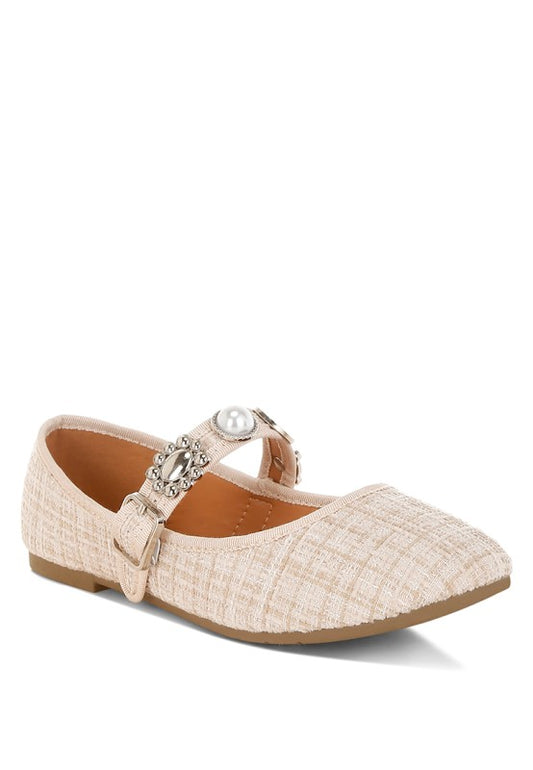 Noyama Charms Embellished Tweed Mary Janes - Tigbul's Variety Fashion Shop