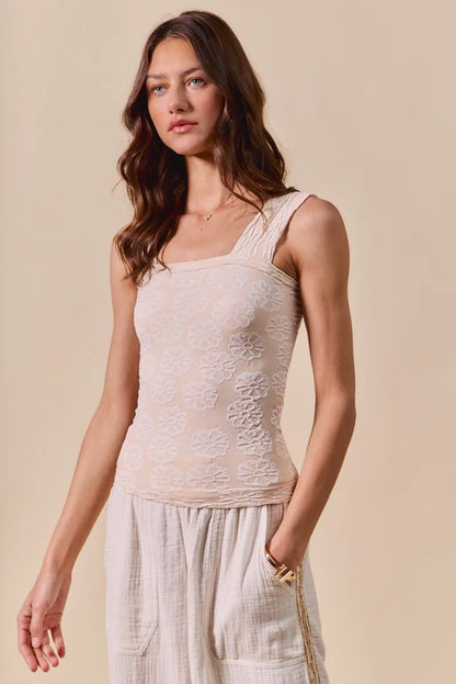 Two Tone Floral Seamless Tank Top - Tigbul's Variety Fashion Shop