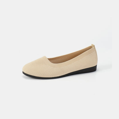 Round Toe Knit Ballet Flats - Tigbul's Variety Fashion Shop