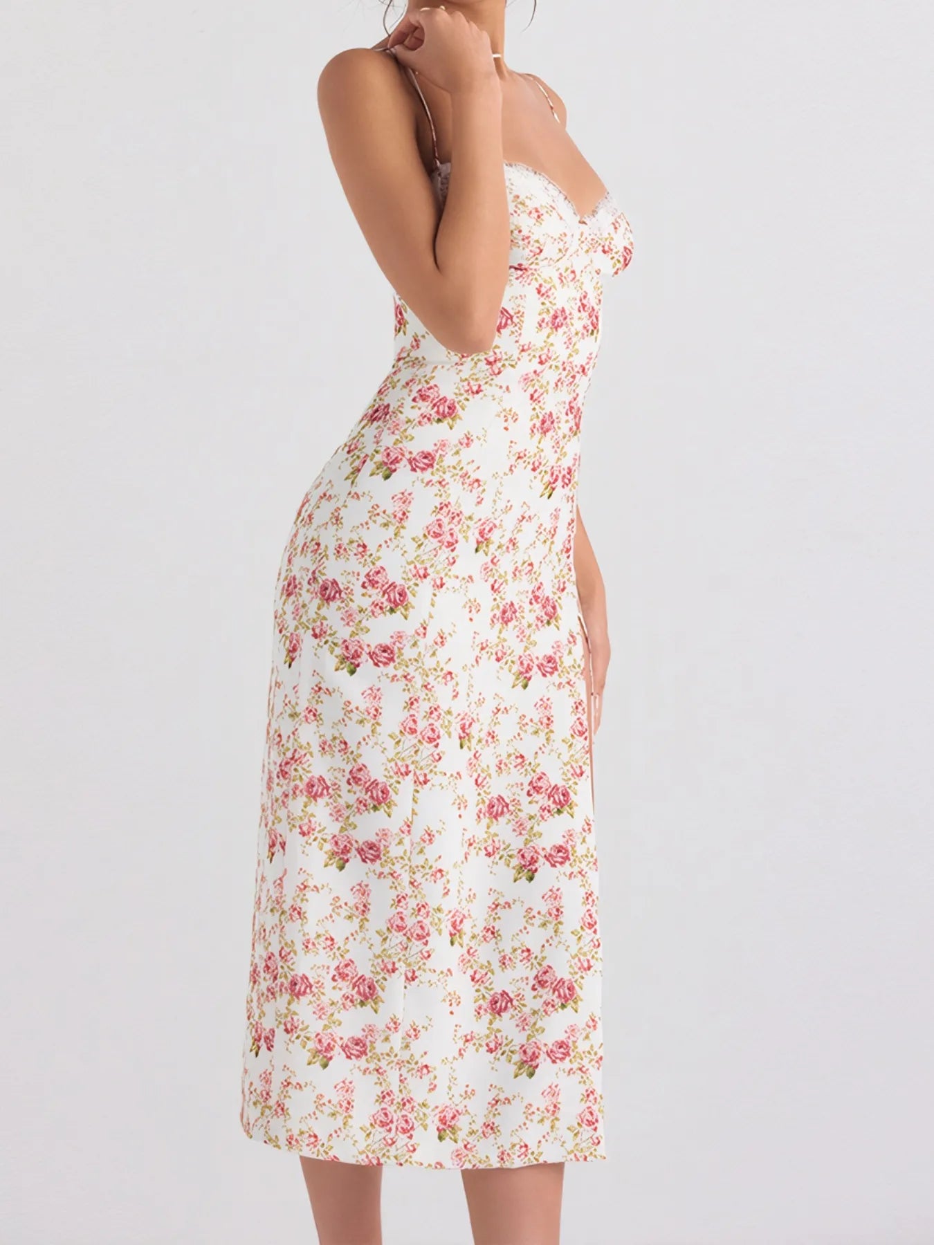 Split Printed Sweetheart Neck Cami Dress - Tigbul's Variety Fashion Shop
