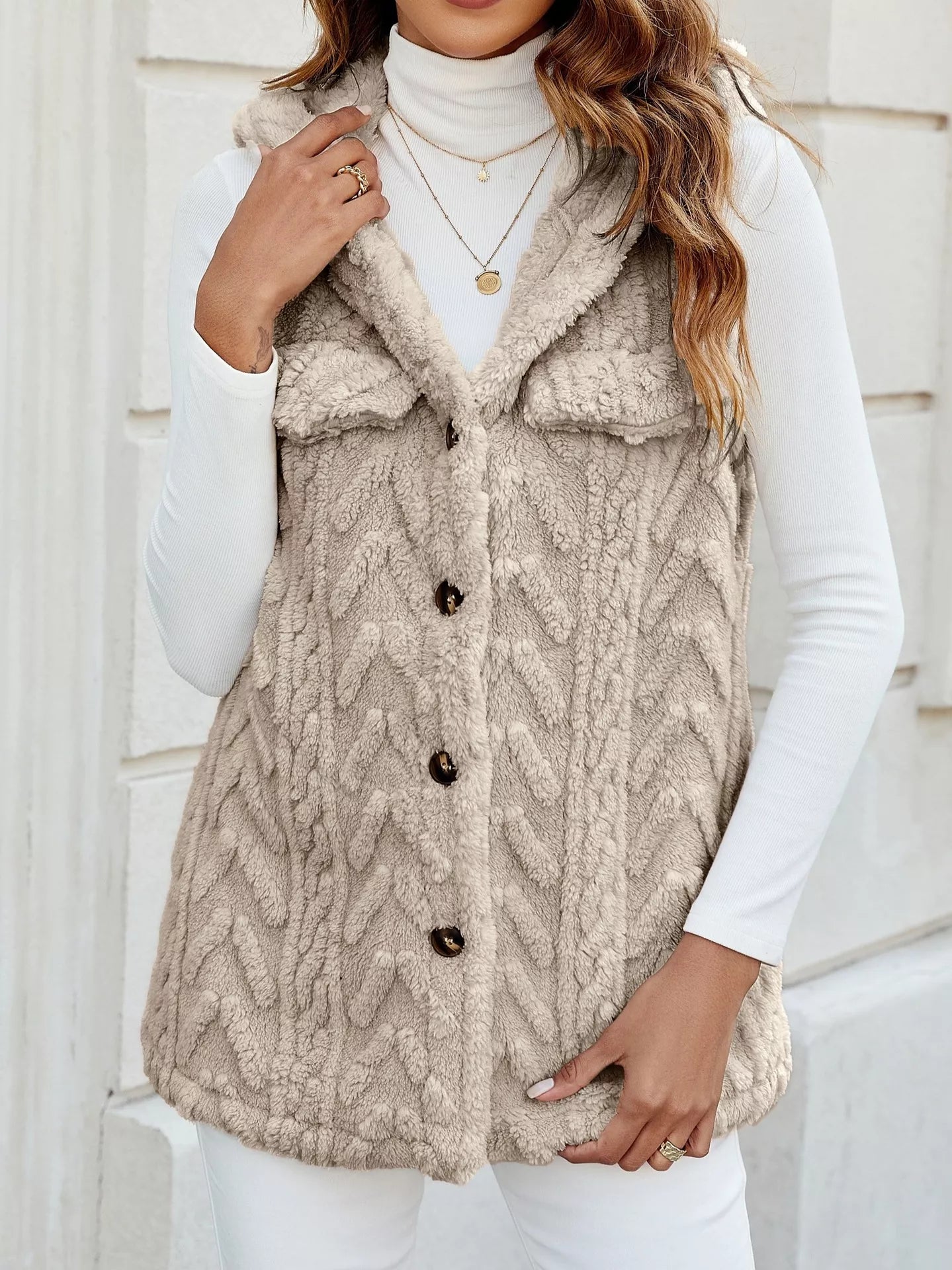 Button-Front Hooded Vest Coat - Tigbul's Variety Fashion Shop